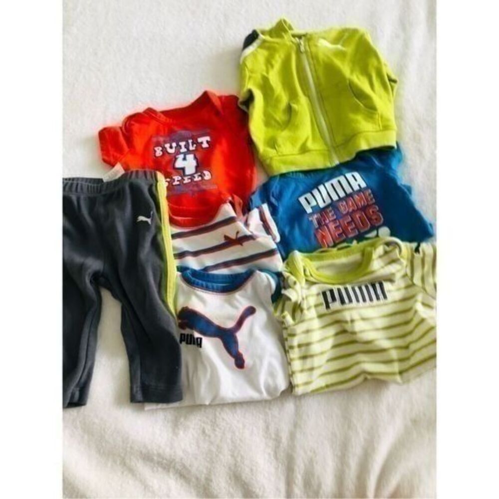 Puma baby 3-6 month 5once, 1 sweater, 1 sweatpants, multi color, 7pc vivid color